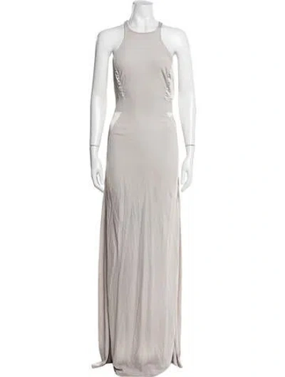 Pre-owned Halston Heritage Halterneck Long Dress In Neutrals