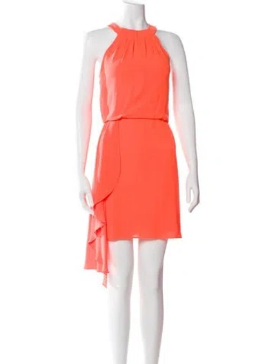 Pre-owned Halston Heritage Halterneck Long Dress In Orange