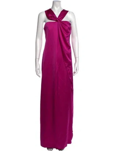 Pre-owned Halston Heritage Halterneck Long Dress In Pink