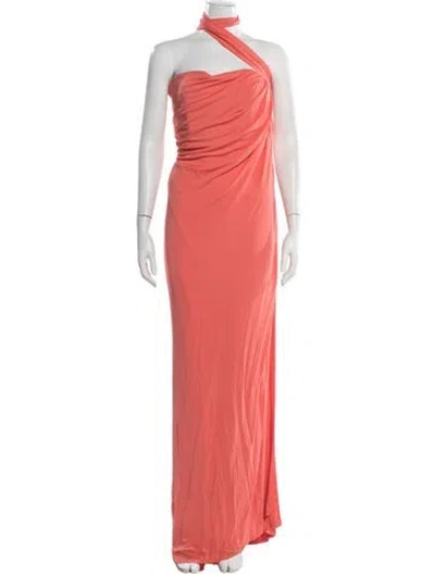 Pre-owned Halston Heritage Halterneck Long Dress In Pink