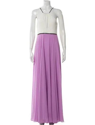 Pre-owned Halston Heritage Halterneck Long Dress In Purple