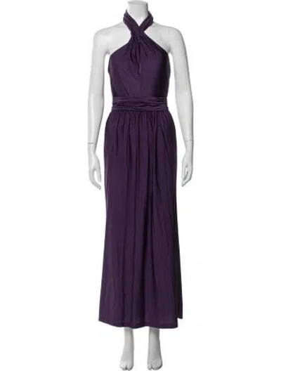Pre-owned Halston Heritage Halterneck Long Dress In Purple