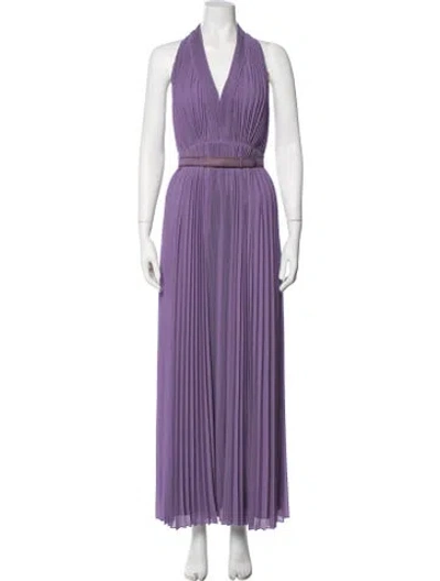 Pre-owned Halston Heritage Halterneck Long Dress In Purple