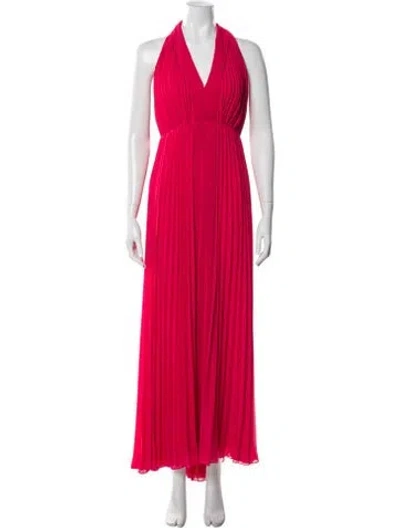 Pre-owned Halston Heritage Halterneck Long Dress In Red
