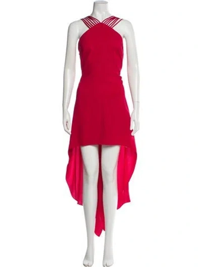 Pre-owned Halston Heritage Halterneck Long Dress In Red