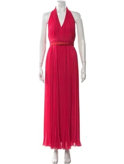 Pre-owned Halston Heritage Halterneck Long Dress In Red