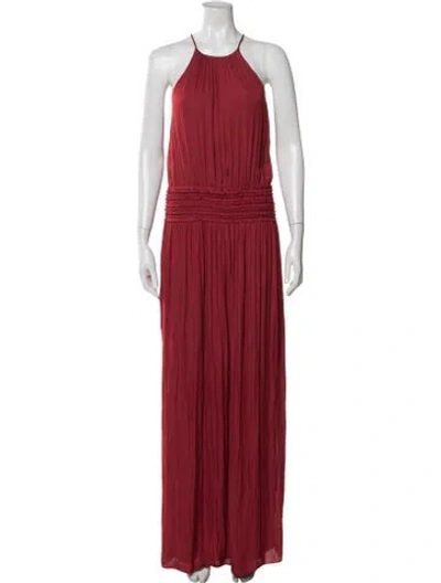 Pre-owned Halston Heritage Halterneck Long Dress In Red