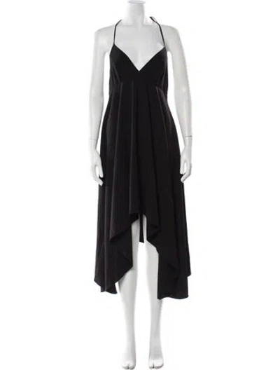 Pre-owned Halston Heritage Halterneck Midi Length Dress In Black
