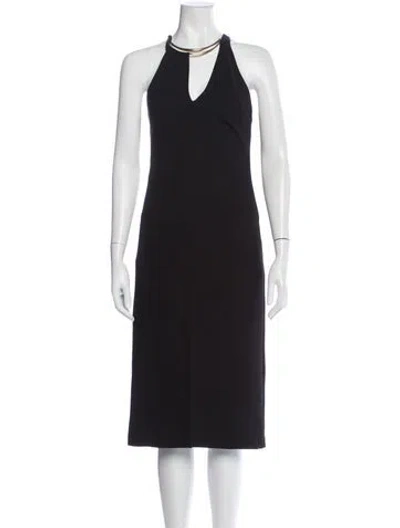Pre-owned Halston Heritage Halterneck Midi Length Dress In Black