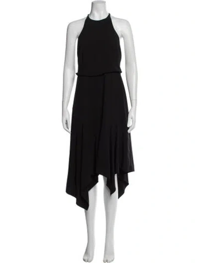 Pre-owned Halston Heritage Halterneck Midi Length Dress In Black
