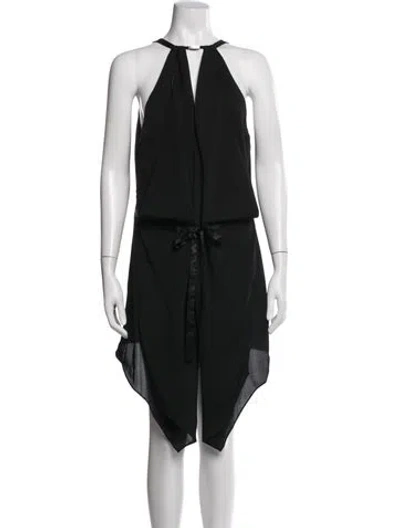 Pre-owned Halston Heritage Halterneck Midi Length Dress In Black