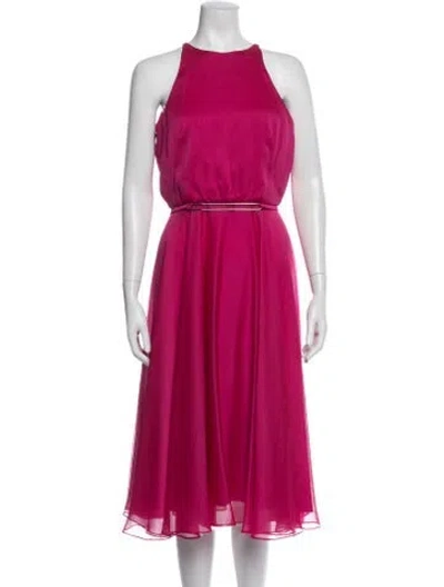 Pre-owned Halston Heritage Halterneck Midi Length Dress In Pink