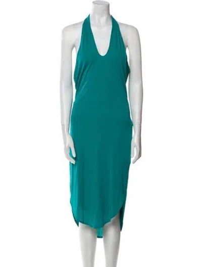 Pre-owned Halston Heritage Halterneck Midi Length Dress W/ Tags In Green