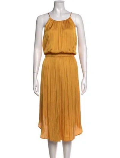 Pre-owned Halston Heritage Halterneck Midi Length Dress In Yellow