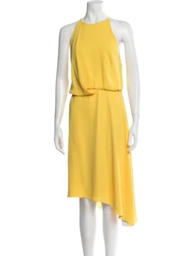 Pre-owned Halston Heritage Halterneck Midi Length Dress In Yellow