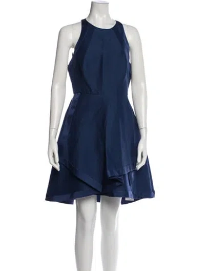 Pre-owned Halston Heritage Halterneck Mini Dress In Blue