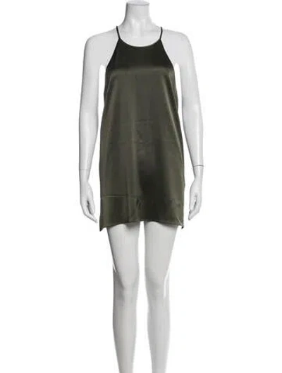 Pre-owned Halston Heritage Halterneck Mini Dress In Green