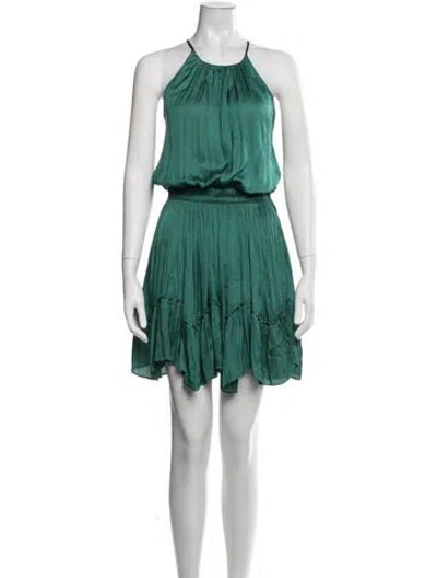 Pre-owned Halston Heritage Halterneck Mini Dress In Green