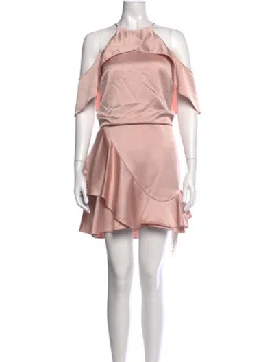 Pre-owned Halston Heritage Halterneck Mini Dress In Pink