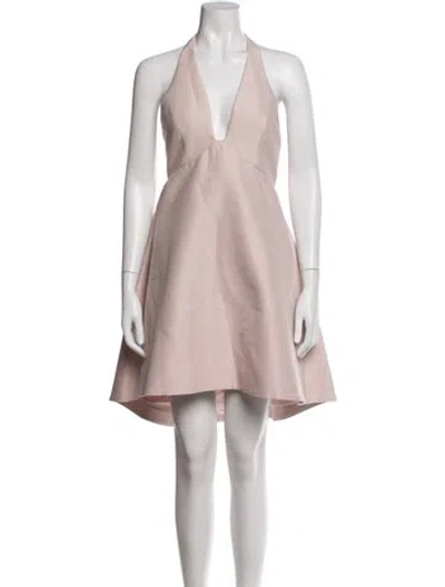 Pre-owned Halston Heritage Halterneck Mini Dress In Pink