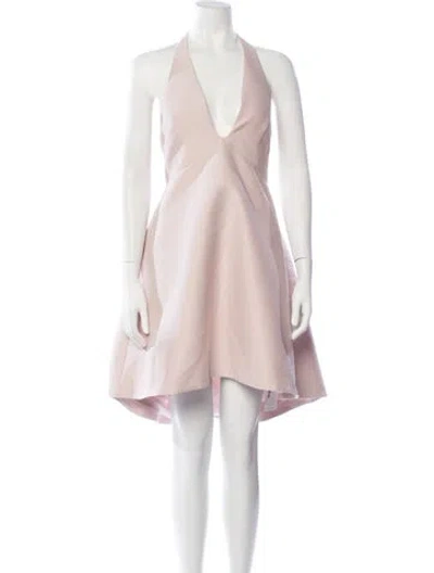 Pre-owned Halston Heritage Halterneck Mini Dress In Pink