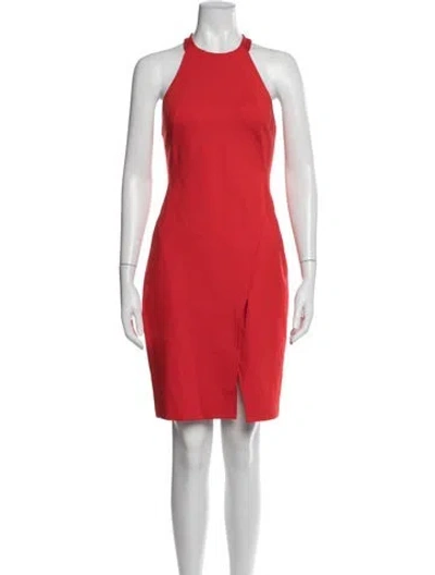 Pre-owned Halston Heritage Halterneck Mini Dress In Red