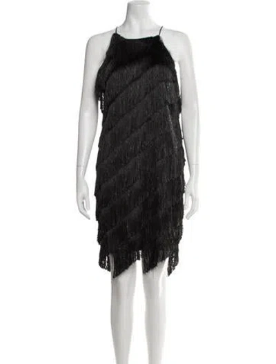 Pre-owned Halston Heritage Halterneck Mini Dress W/ Tags In Black/metallic