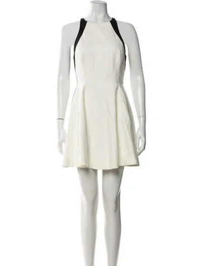 Pre-owned Halston Heritage Halterneck Mini Dress In White
