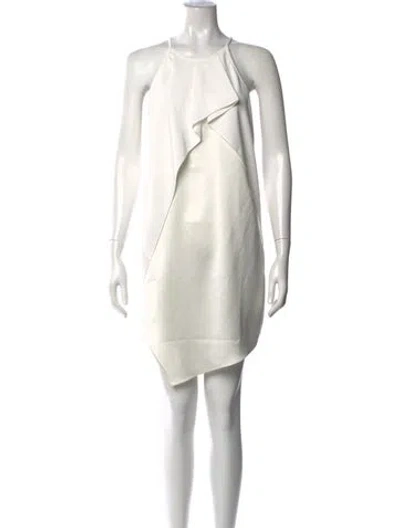 Pre-owned Halston Heritage Halterneck Mini Dress In White