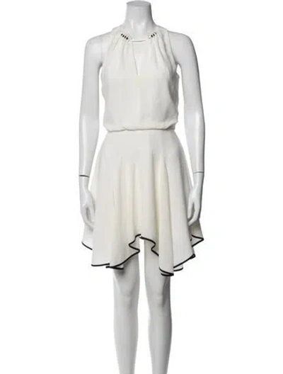 Pre-owned Halston Heritage Halterneck Mini Dress In White