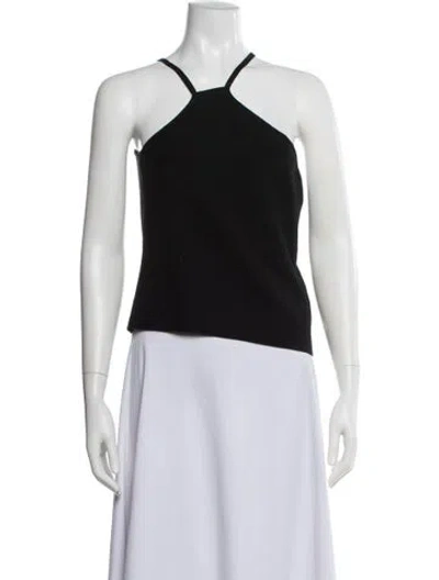 Pre-owned Halston Heritage Halterneck Sleeveless Top In Blue