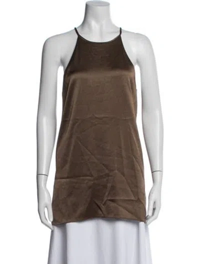 Pre-owned Halston Heritage Halterneck Sleeveless Top In Gold