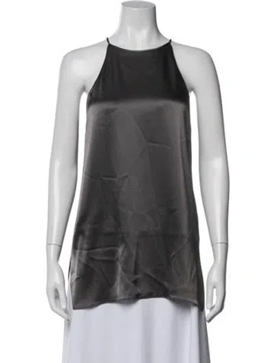 Pre-owned Halston Heritage Halterneck Sleeveless Top W/ Tags In Grey
