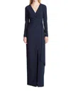 Halston Heritage Jasmine Crepe Maxi Dress In Navy In Blue
