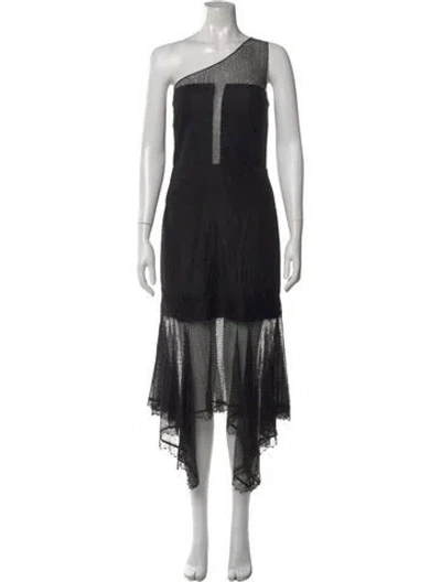 Pre-owned Halston Heritage Lace Pattern Midi Length Dress W/ Tags In Black