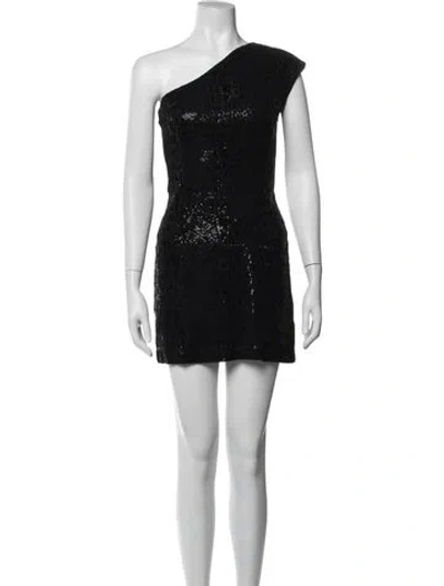 Pre-owned Halston Heritage Lace Pattern Mini Dress In Black