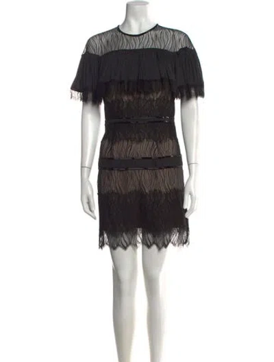 Pre-owned Halston Heritage Lace Pattern Mini Dress In Black