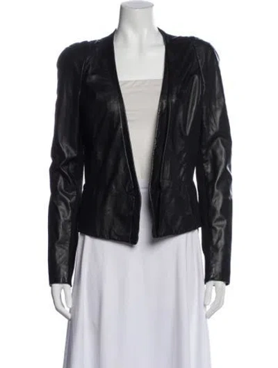 Pre-owned Halston Heritage Lamb Leather Jacket In Black