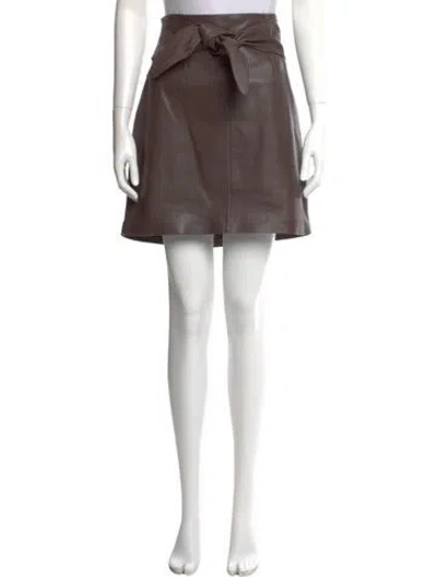 Pre-owned Halston Heritage Lamb Leather Knee-length Skirt In Brown