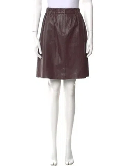 Pre-owned Halston Heritage Lamb Leather Knee-length Skirt In Purple
