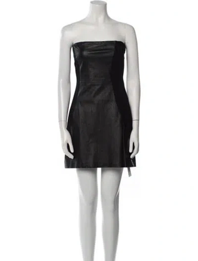 Pre-owned Halston Heritage Lamb Leather Mini Dress In Black