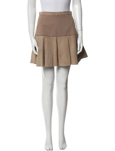 Pre-owned Halston Heritage Lamb Leather Mini Skirt In Brown