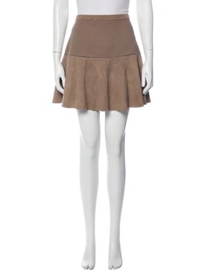 Pre-owned Halston Heritage Lamb Leather Mini Skirt In Brown