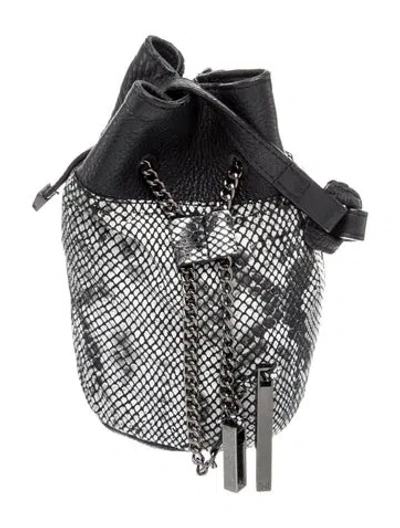 Pre-owned Halston Heritage Leather Bucket Bag In Black