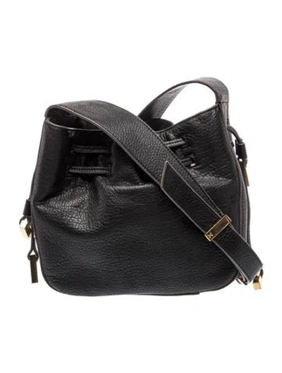 Pre-owned Halston Heritage Leather Bucket Bag In Black