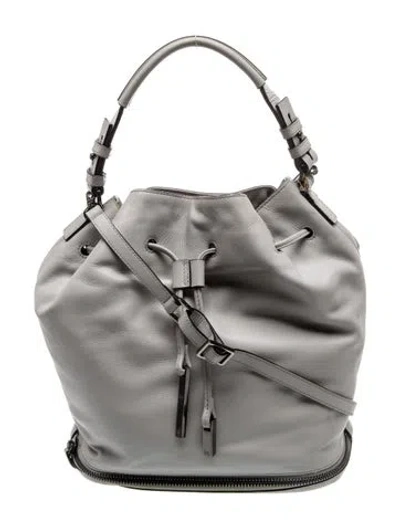 Pre-owned Halston Heritage Leather Bucket Bag In Gray