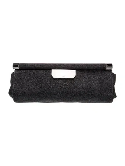 Pre-owned Halston Heritage Leather Clutch In Black