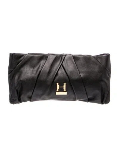 Pre-owned Halston Heritage Leather Clutch In Black