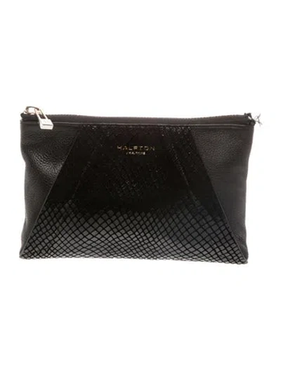 Pre-owned Halston Heritage Leather Crossbody Bag In Black