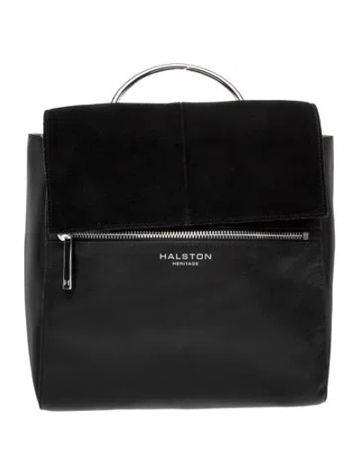 Pre-owned Halston Heritage Leather Crossbody Bag In Black